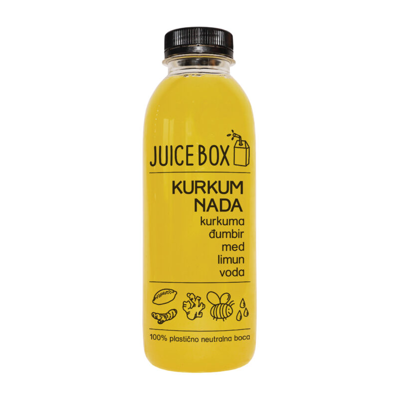 Kurkumnada je poput malog sunca u boci - njeni žuto-narančasti sastojci poput kurkume, đumbira i limuna pomažu u jačanju imuniteta, dok njen slatki okus meda u kombinaciji s vodom pomaže u osvježenju i hidrataciji tijela!