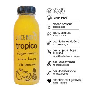 Boca hladno prešanog soka Juice Box "Tropico" – egzotični napitak s mangom, ananasom i narančom